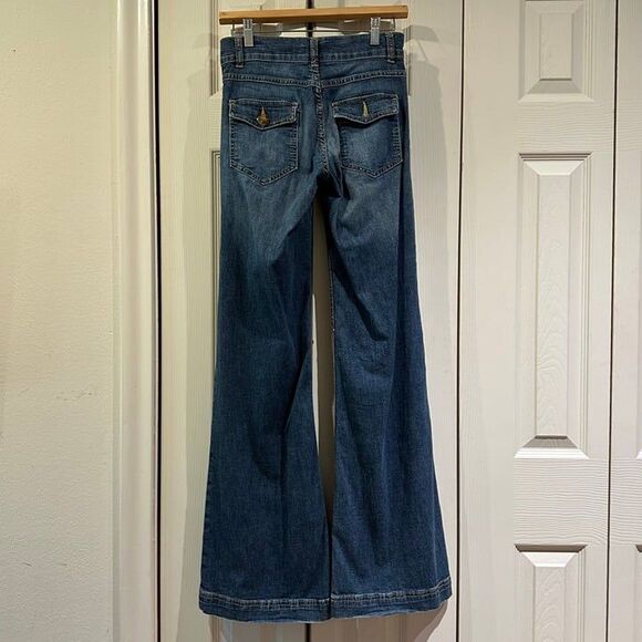 *RARE* VTG ABS Allen Schwartz Mid Rise Wide Leg Patch Pocket Trouser Jeans Y2K - Picture 5 of 11